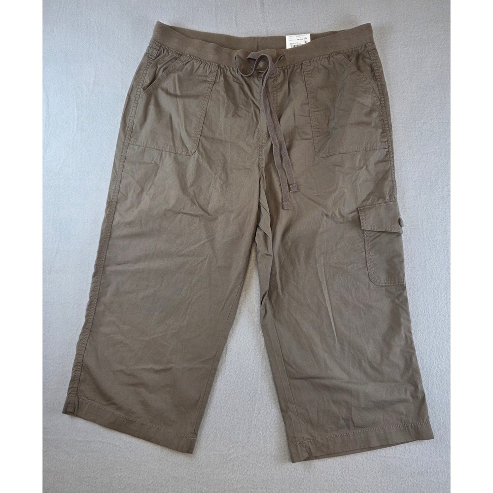 New St Johns Bay Cargo Capri Pants Mid Rise Womens XL Gorpcore Hiking Earth Tone